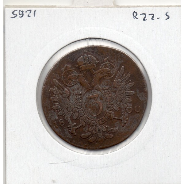 Autriche 3 kreuzer 1800 C Prague TTB, KM 2115 pièce de monnaie
