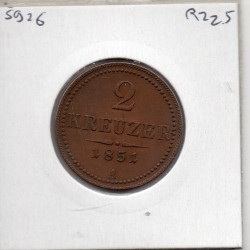 Autriche 2 kreuzer 1851 A Vienne Sup, KM 2189 pièce de monnaie