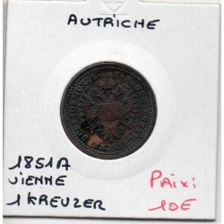 Autriche 1 kreuzer 1851 A Vienne TTB+, KM 2185 pièce de monnaie