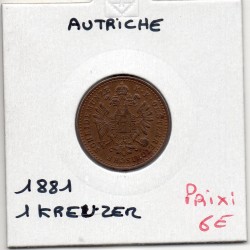 Autriche 1 kreuzer 1881 Sup, KM 2186 pièce de monnaie