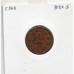 Autriche 1 kreuzer 1881 Sup, KM 2186 pièce de monnaie