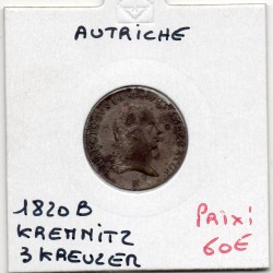 Autriche 3 kreuzer 1820 B Kremnitz Sup, KM 2118 pièce de monnaie