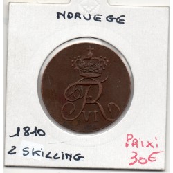 Norvège 2 Skilling 1810 TTB+, KM 280 pièce de monnaie