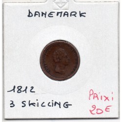 Danemark 3 skilling 1812 TTB, KM 672 pièce de monnaie