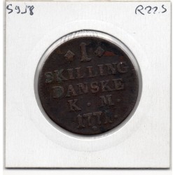 Danemark 1 skilling 1771 C Large TB, KM 616 pièce de monnaie
