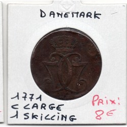 Danemark 1 skilling 1771 C Large B, KM 616 pièce de monnaie