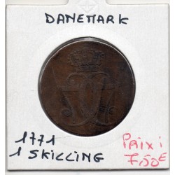 Danemark 1 skilling 1771 B+, KM 616 pièce de monnaie