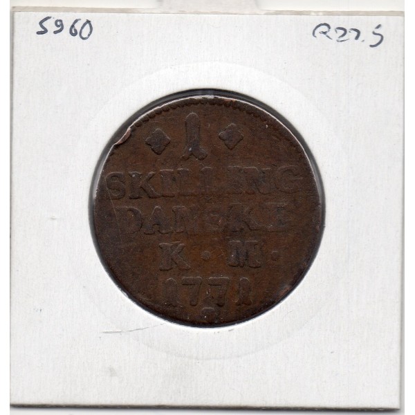 Danemark 1 skilling 1771 B+, KM.616  Christian VII