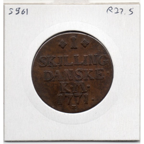 Danemark 1 skilling 1771 TB+, KM.616 Christian VII