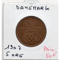 Danemark 5 ore 1907 Sup+, KM 806 pièce de monnaie