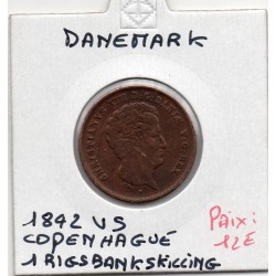 Danemark 1 Rigsbankskilling 1842 VS TTB+, KM 726 pièce de monnaie