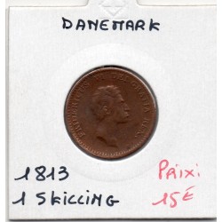 Danemark 1 skilling 1813 TTB, KM 680 pièce de monnaie