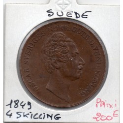 Suède 4 Skilling 1849 Sup, KM 672 pièce de monnaie