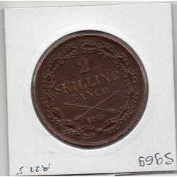 Suède 2 Skilling Banco 1845 Sup-, KM 660 pièce de monnaie