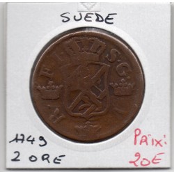 Suède 2 Ore 1749 TB, KM 1749 pièce de monnaie