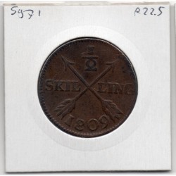 Suède 1/2 Skilling 1809 TB, KM 565 pièce de monnaie