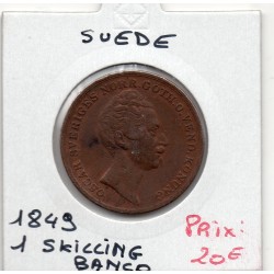 Suède 1 Skilling Banco 1849 TTB+, KM 671 pièce de monnaie