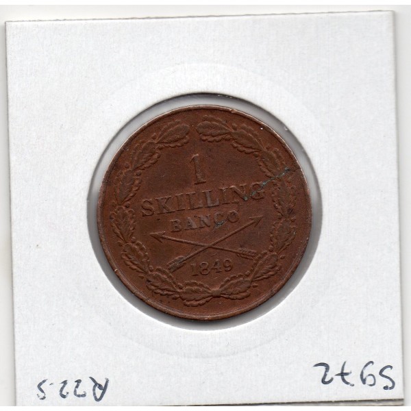 Suède 1 Skilling Banco 1849 TTB+, KM 671 pièce de monnaie