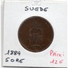 Suède 5 Ore 1884 Sup-, KM 736 pièce de monnaie