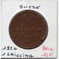 Suède 1 Skilling 1820 TTB, KM 597 pièce de monnaie