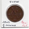 Suède 1/2 Skilling 1807 TTB, KM 565 pièce de monnaie