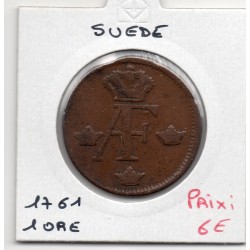 Suède 1 Ore 1761 TB, KM 460 pièce de monnaie