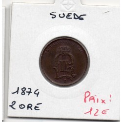 Suède 2 Ore 1874 Sup-, KM 735 pièce de monnaie