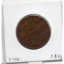 Suède 5 Ore 1861 TTB-, KM 707 pièce de monnaie