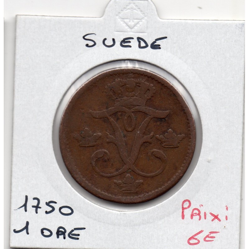 Suède 1 ore 1750 TB, KM 416 pièce de monnaie