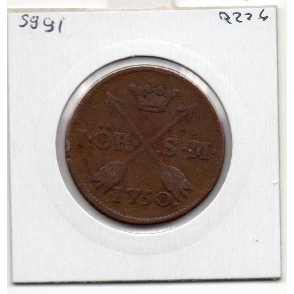 Suède 1 ore 1750 TB, KM 416 pièce de monnaie