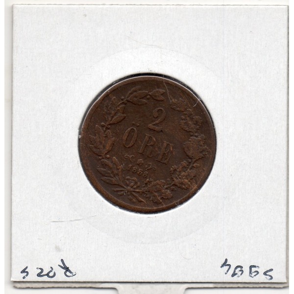 Suède 2 Ore 1858 TTB-, KM 688 pièce de monnaie