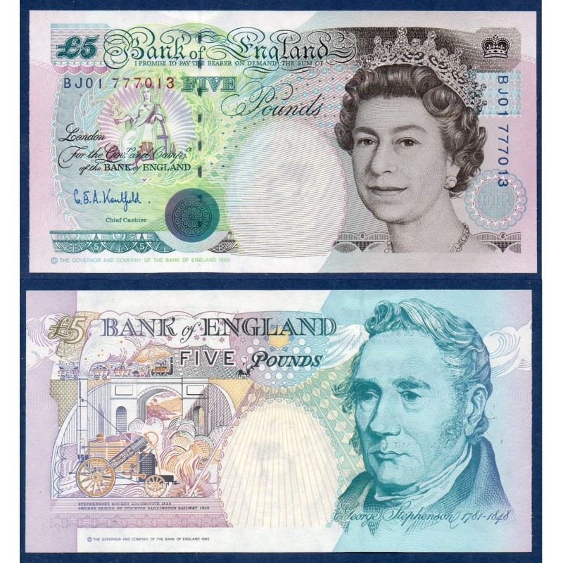 Grande Bretagne Pick N°385a, Neuf Billet de banque de 5 livres 1999