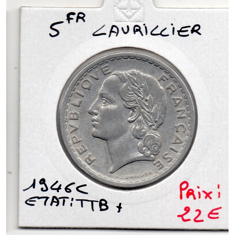 5 francs Lavrillier 1946 C Castelsarrasin TTB+, France pièce de monnaie