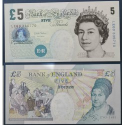 Grande Bretagne Pick N°391d, neuf Billet de banque de 5 livres 2002
