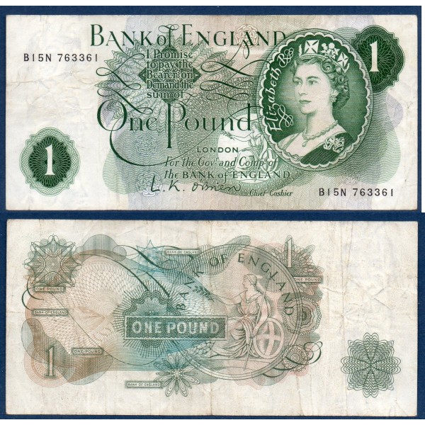 Grande Bretagne Pick N°374a TB, Billet de banque de 1 livre 1960-1961