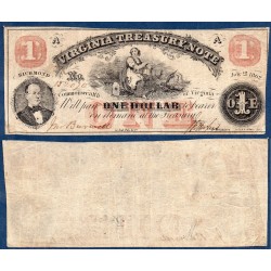 Etats Confédérés Virginie Treasury Note of Richmond, Billet de banque de 1 dollar