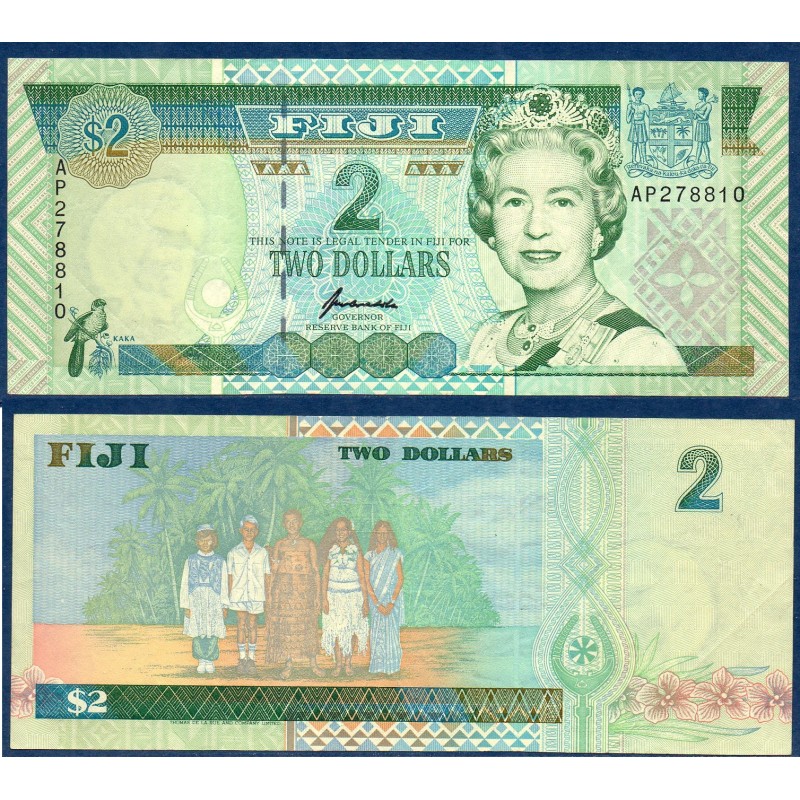 Fidji Pick N°96b, Billet de banque de 2 Dollars 1996
