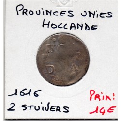 Provinces Unies Hollande 2 Stuivers 1616 B, KM 27 pièce de monnaie