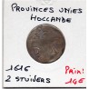 Provinces Unies Hollande 2 Stuivers 1616 B, KM 27 pièce de monnaie