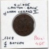 Suisse Canton Bâle Basel 1/2 Batzen 1718 TB, KM 31 Johann Conrad II pièce de monnaie