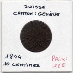 Suisse Canton Genève 10 centimes 1844 TB+, KM 128 pièce de monnaie