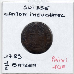 Suisse Canton Neuchatel 1/2 Batzen 1789 TTB, KM 47 pièce de monnaie
