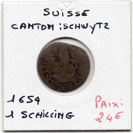 Suisse Canton Schwyz 1 Schilling 1654 TB, KM 15 pièce de monnaie