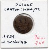 Suisse Canton Schwyz 1 Schilling 1654 TB, KM 15 pièce de monnaie