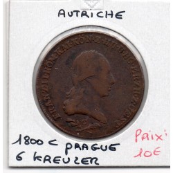 Autriche 6 kreuzer 1800 C Prague TB+, KM 2128 pièce de monnaie