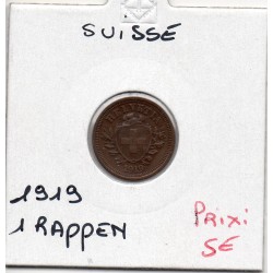 Suisse 1 rappen 1919 TTB, KM 3 pièce de monnaie