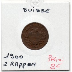 Suisse 2 rappen 1900 TTB, KM 4.2 pièce de monnaie