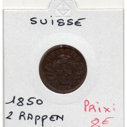 Suisse 2 rappen 1850 TTB, KM 4.1 pièce de monnaie