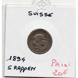 Suisse 5 rappen 1894 Sup, KM 26 pièce de monnaie