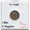 Suisse 5 rappen 1884 TTB+, KM 26 pièce de monnaie